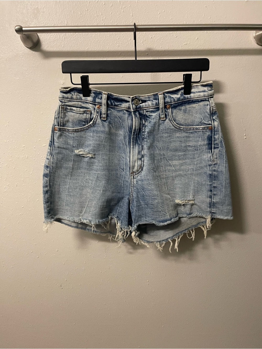 Silver Jeans Light Blue Distressed High-Rise Denim Shorts
